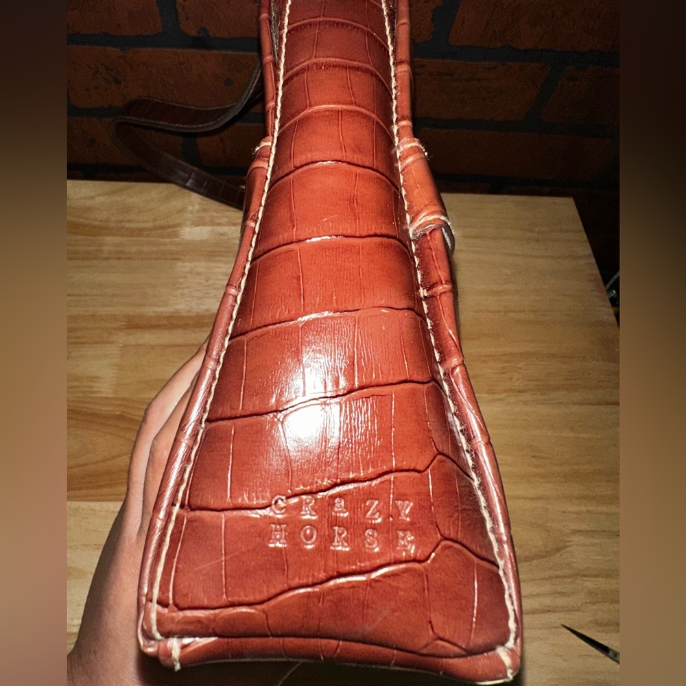 Y2K Chic Brown Crocodile-Pattern Shoulder Bag - image 4